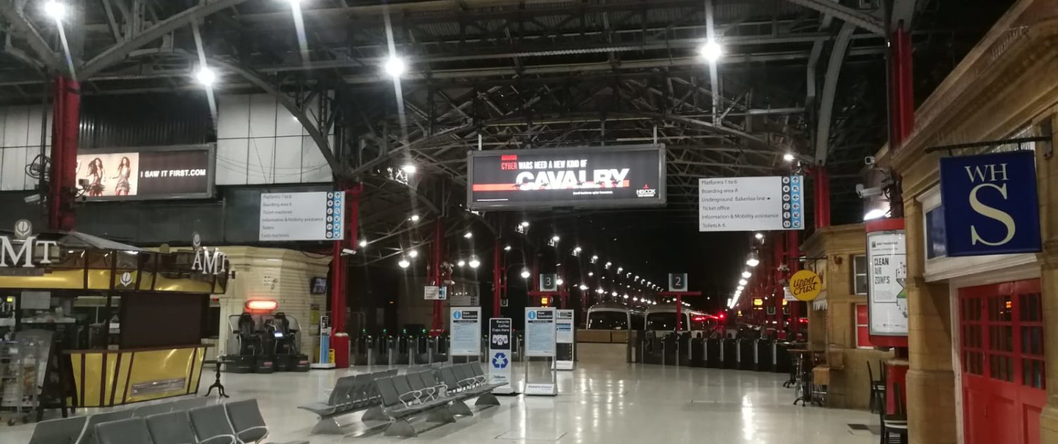 Replacement lighting installation to concourse at London Marylebone railway station.