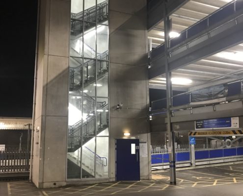 LED lighting installation throughout a multi-storey car park in High Wycombe, Buckinghamshire.