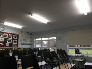Tube LED lighting installation to a classroom in Formby High School, Liverpool in the North West.