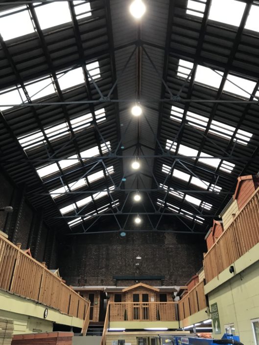 New LED lighting installation achieves 65% energy savings for Merseyside Sheds in Bootle, Liverpool.