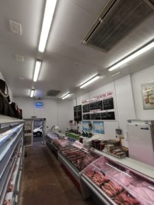 Lighting installation shows hygiene and cleanliness at LDA Meats, wholesale butchers in Herefordshire.