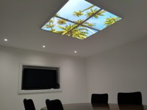 An example of an LED lit sky ceiling at the Airis headquarters in Poulton, near Blackpool, Lancashire.