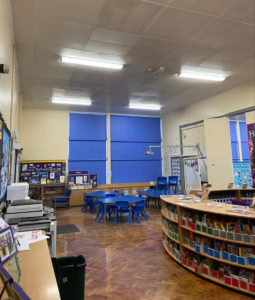 North East academy and nursery school, Stephenson Way library benefits from new LED lighting.