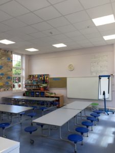 Installation of LED panels improved the dining hall at Victoria Lane Academy, Bishpop Auckland.