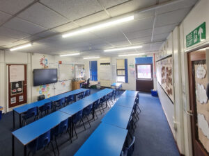 School classroom LED lighting installation in Sunderland, Tyne and Wear