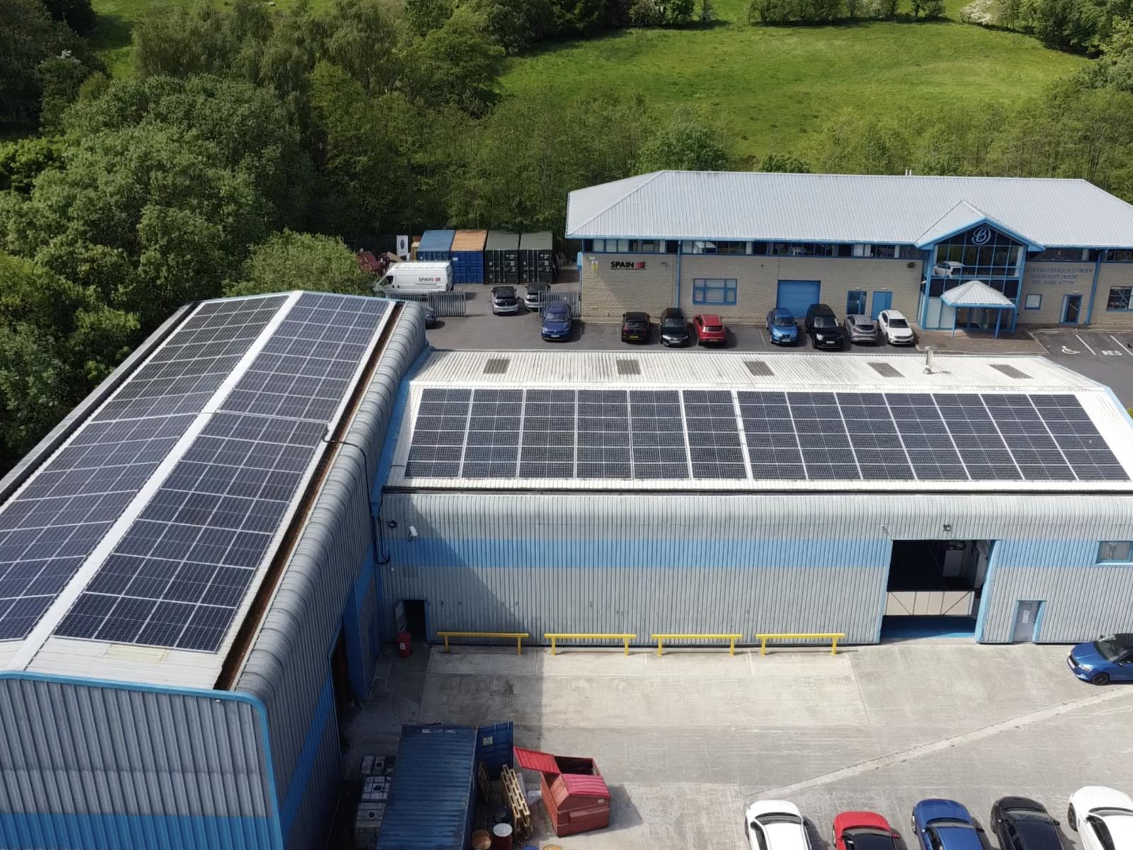 Industrial solar installation in Nelson, East Lancashire in the North West